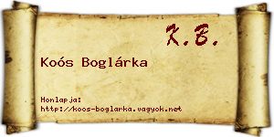 Koós Boglárka névjegykártya